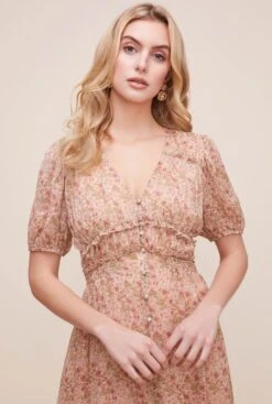 Love Story Floral Midi Dress 11 Love Story Floral Midi Dress -Astr The Label Shop ADR100633 CREAM MARSALA FLORAL 3