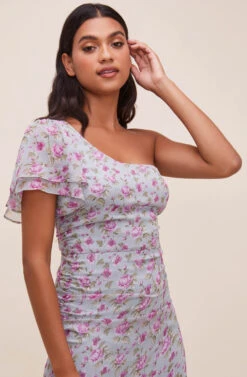 Lisa Floral One Shoulder Dress 13 Lisa Floral One Shoulder Dress -Astr The Label Shop ADR100650 BLUELAVENDERFLORAL 4
