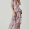 Tayla Floral Tiered Midi Dress -Astr The Label Shop ADR100686B PINKLAVENDERFLORAL 2