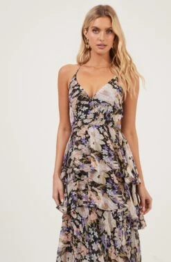 Rosana Floral Tiered Ruffle Maxi Dress -Astr The Label Shop ADR100691 BLACKMULTIFLORAL 3