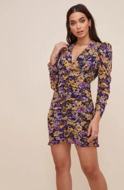 Ruched Front Long Sleeve Dress