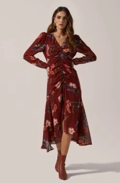 Hi-Lo Ruched Front Midi