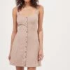 Serafina Ribbed Knit Button Down Dress -Astr The Label Shop ADR100868 TAUPE 2