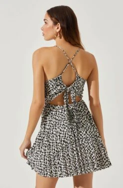 Plisse Tie Back Mini Dress 11 Plisse Tie Back Mini Dress -Astr The Label Shop ADR100873S BLACKWHITEABSTRACT 6