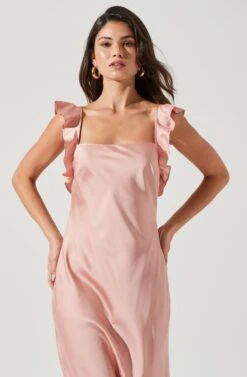 Bryna Ruffle Strap Satin Maxi Dress -Astr The Label Shop ADR100904L CORALBLUSH 2018