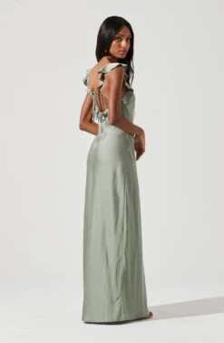 Bryna Ruffle Strap Satin Maxi Dress -Astr The Label Shop ADR100904L DUSTYSAGE 1829