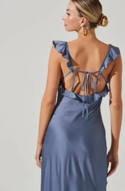Bryna Ruffle Strap Satin Maxi Dress -Astr The Label Shop ADR100904L SLATEBLUE 4