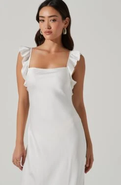 Bryna Ruffle Strap Satin Maxi Dress -Astr The Label Shop ADR100904L WHITE 0893