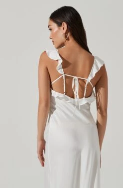 Bryna Ruffle Strap Satin Maxi Dress -Astr The Label Shop ADR100904L WHITE 0898
