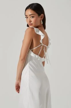 Bryna Ruffle Strap Satin Maxi Dress -Astr The Label Shop ADR100904L WHITE 0900