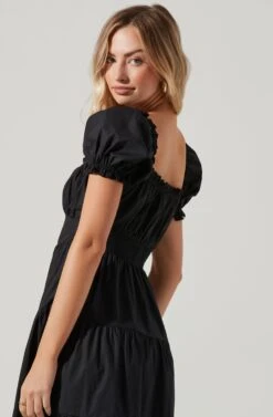 Short Sleeve Cinched Bust Midi Dress -Astr The Label Shop ADR100939 BLACK 0307 9512a703 bec3 483f a67e 3795aa458406