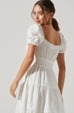 Short Sleeve Cinched Bust Midi Dress -Astr The Label Shop ADR100939 WHITE 7 8407289f a105 432f b28a fd29880ab955