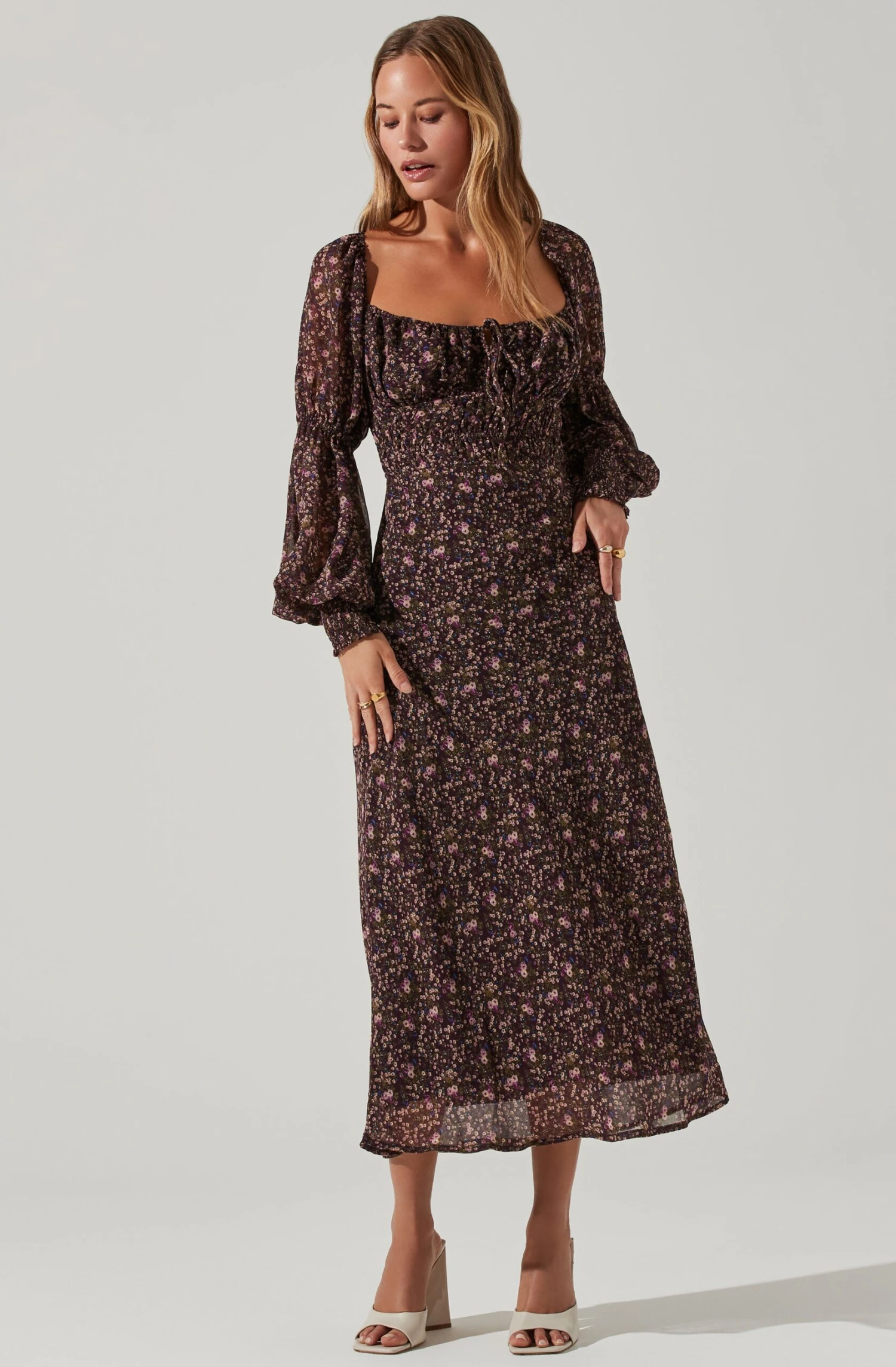 Dominique Floral Long Sleeve Midi Dress 3 Dominique Floral Long Sleeve Midi Dress