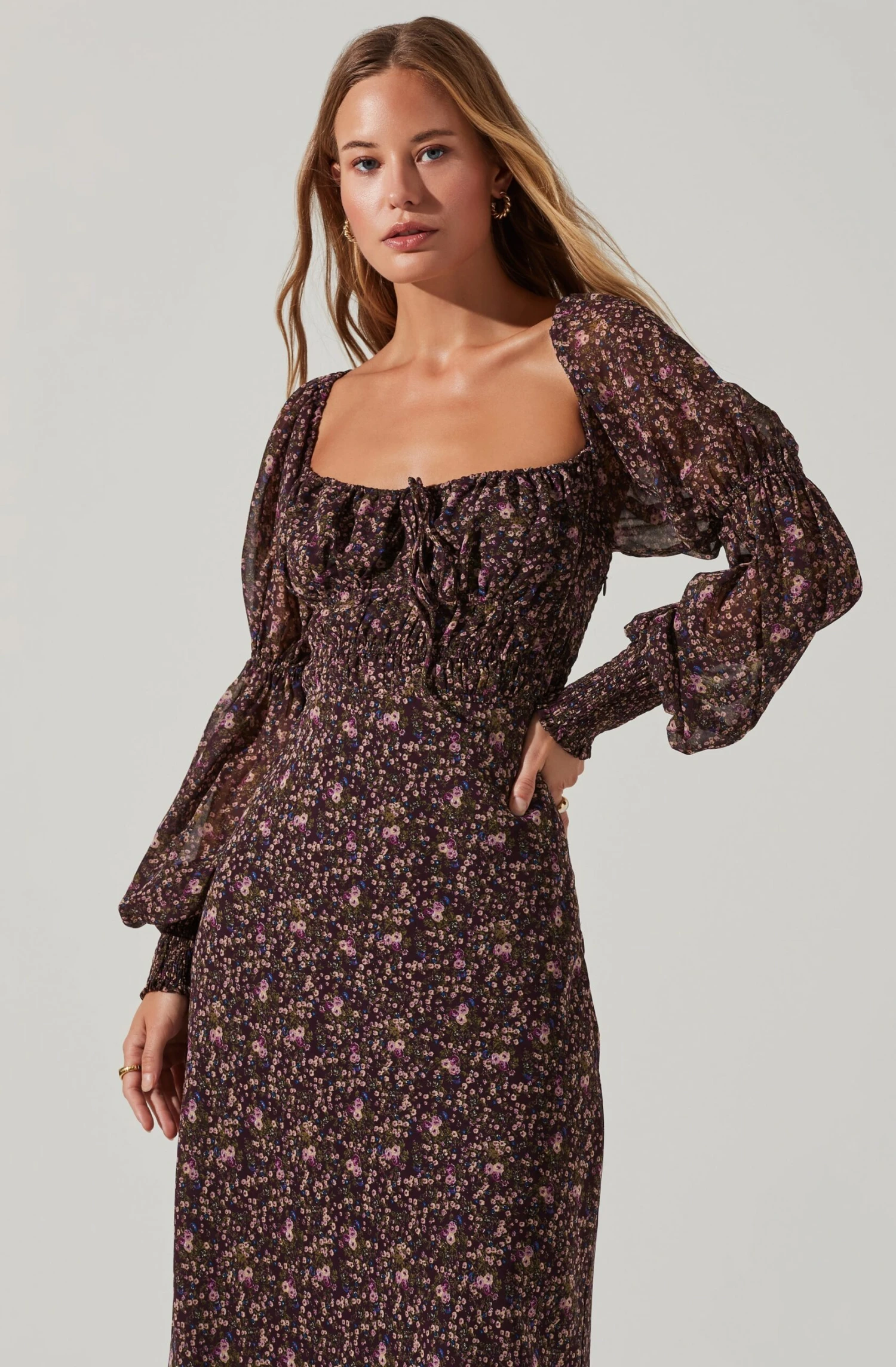 Dominique Floral Long Sleeve Midi Dress 4 Dominique Floral Long Sleeve Midi Dress - Image 2