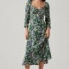 Floral Long Sleeve Twist Keyhole Front Midi Dress 1 Floral Long Sleeve Twist Keyhole Front Midi Dress -Astr The Label Shop ADR100972 GREENPURPLEFLORAL 3