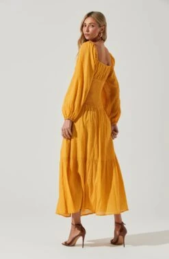 Long Sleeve Twist Bust Dress -Astr The Label Shop ADR101017 MUSTARD 5