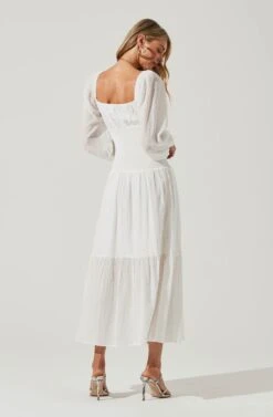 Long Sleeve Twist Bust Dress -Astr The Label Shop ADR101017 WHITE 4