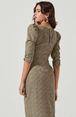 3/4 Sleeve Asymmetrical Neck Dress 17 3/4 Sleeve Asymmetrical Neck Dress -Astr The Label Shop ADR101041 SAGEFLORAL 4