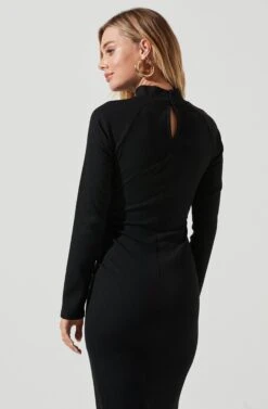 Long Sleeve Twist Bust Midi Dress 13 Long Sleeve Twist Bust Midi Dress -Astr The Label Shop ADR101045 BLACK 4