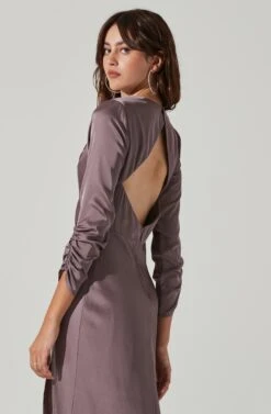 Gracie Long Sleeve Cutout Satin Midi Dress -Astr The Label Shop ADR101065 DUSTYMAUVE 0100