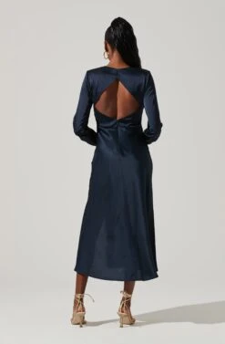 Gracie Long Sleeve Cutout Satin Midi Dress -Astr The Label Shop ADR101065 MIDNIGHT 4