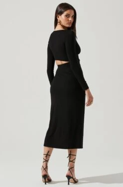 Westwood Long Sleeve Side Cutout Midi Dress 29 Westwood Long Sleeve Side Cutout Midi Dress -Astr The Label Shop ADR101108 BLACK 3