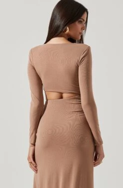 Westwood Long Sleeve Side Cutout Midi Dress 24 Westwood Long Sleeve Side Cutout Midi Dress -Astr The Label Shop ADR101108 NUDE 4