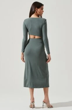 Westwood Long Sleeve Side Cutout Midi Dress 41 Westwood Long Sleeve Side Cutout Midi Dress -Astr The Label Shop ADR101108 SAGE 3