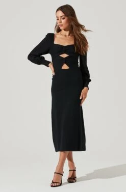 Multi Cutout Sweater Midi Dress 15 Multi Cutout Sweater Midi Dress -Astr The Label Shop ADR101133 BLACK 0648