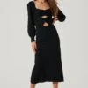 Multi Cutout Sweater Midi Dress -Astr The Label Shop ADR101133 BLACK 0650