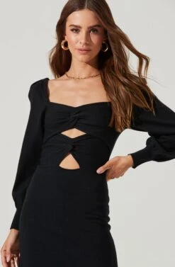 Multi Cutout Sweater Midi Dress 18 Multi Cutout Sweater Midi Dress -Astr The Label Shop ADR101133 BLACK 0657