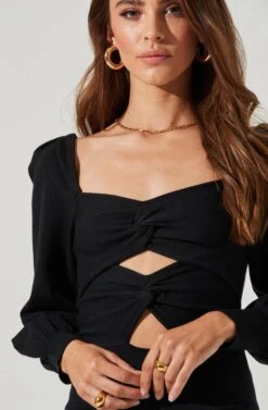 Multi Cutout Sweater Midi Dress 17 Multi Cutout Sweater Midi Dress -Astr The Label Shop ADR101133 BLACK 0660