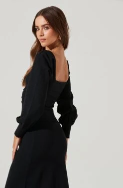 Multi Cutout Sweater Midi Dress 16 Multi Cutout Sweater Midi Dress -Astr The Label Shop ADR101133 BLACK 0665