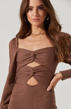 Multi Cutout Sweater Midi Dress 21 Multi Cutout Sweater Midi Dress -Astr The Label Shop ADR101133 BROWN 0609