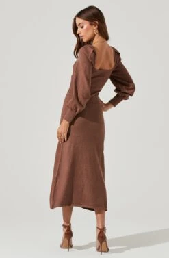 Multi Cutout Sweater Midi Dress 25 Multi Cutout Sweater Midi Dress -Astr The Label Shop ADR101133 BROWN 0616
