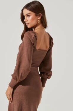 Multi Cutout Sweater Midi Dress 24 Multi Cutout Sweater Midi Dress -Astr The Label Shop ADR101133 BROWN 0619