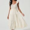 Flutter Sleeve Eyelet Midi Dress -Astr The Label Shop ADR101266 CREAM 1