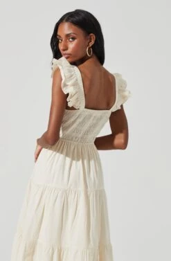 Flutter Sleeve Eyelet Midi Dress 8 Flutter Sleeve Eyelet Midi Dress -Astr The Label Shop ADR101266 CREAM 3