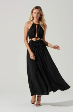 Midriff Cutout Maxi Dress -Astr The Label Shop ADR101276B BLACK 0955