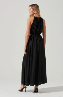 Midriff Cutout Maxi Dress -Astr The Label Shop ADR101276B BLACK 0967