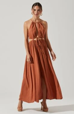 Midriff Cutout Maxi Dress -Astr The Label Shop ADR101276B CLAY 1