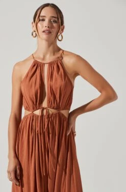 Midriff Cutout Maxi Dress -Astr The Label Shop ADR101276B CLAY 2