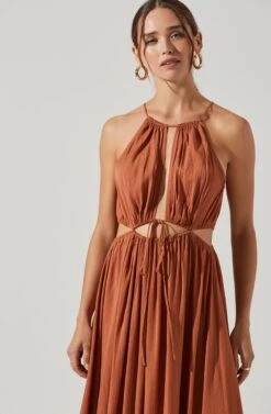 Midriff Cutout Maxi Dress -Astr The Label Shop ADR101276B CLAY 3