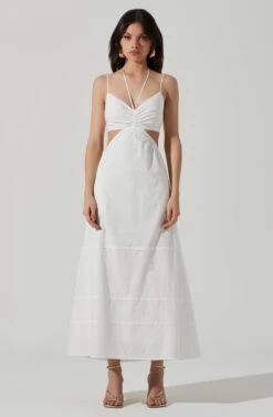 Cut Out Poplin Midi Dress -Astr The Label Shop ADR101292 WHITE 1