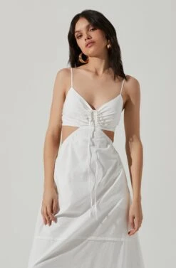 Cut Out Poplin Midi Dress -Astr The Label Shop ADR101292 WHITE 3