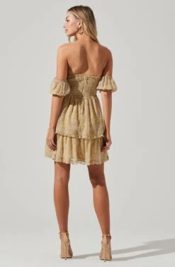 Off Shoulder Two Tier Floral Mini Dress -Astr The Label Shop ADR101294 YELLOWMULTIFLORAL 01521