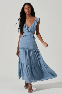 Cut Out Flutter Maxi Dress -Astr The Label Shop ADR101309 DUSTYBLUE 1228 1030948b f63e 40eb 9aed 7cecffde4de7