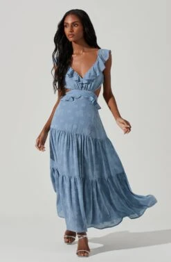 Cut Out Flutter Maxi Dress