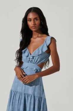Cut Out Flutter Maxi Dress -Astr The Label Shop ADR101309 DUSTYBLUE 1238 803a1827 c9b5 48bd 964d b5e24a2c795a