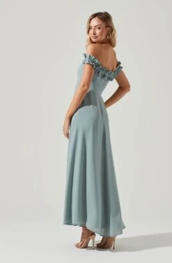 Venetia Off Shoulder Ruffle Trim Maxi Dress -Astr The Label Shop ADR10130 LIGHTSAGE 0182 15